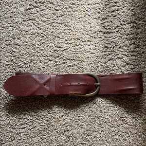 Free People Brown Leather Belt with Brass Buckle